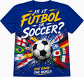 “Is It Fútbol or Soccer?” World Edition Fan Tee – Blue Global Series