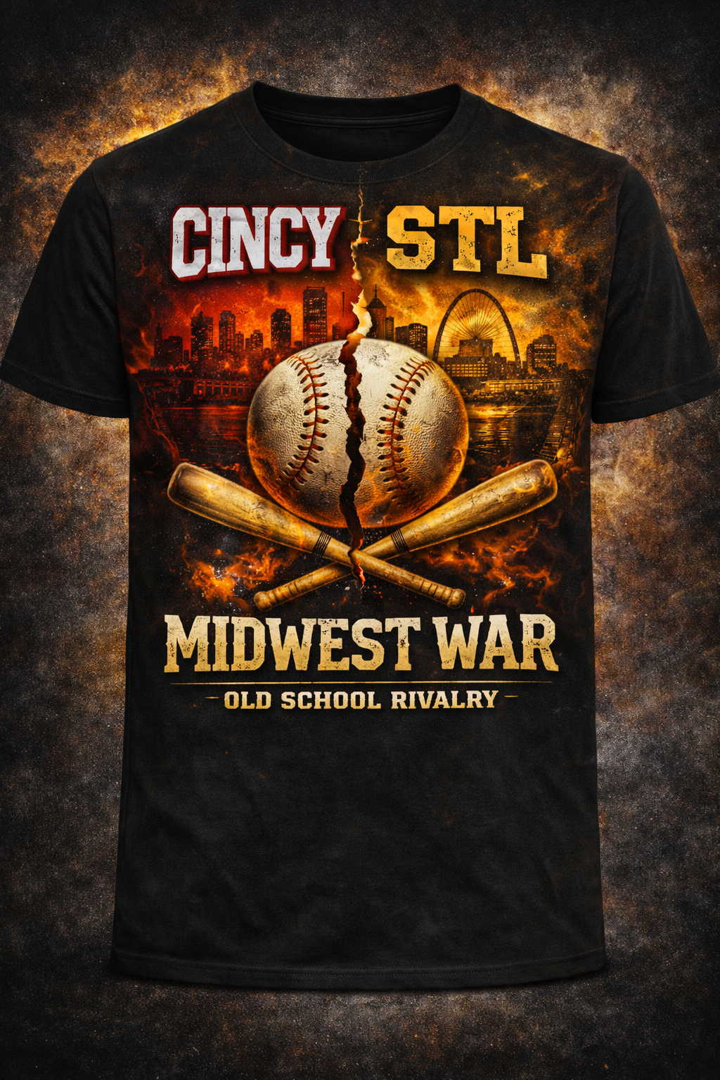 Cincy vs STL Midwest War Baseball Fan Tee
