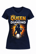 Women's Baseball "Queen of the Diamond Navy Blue Tee