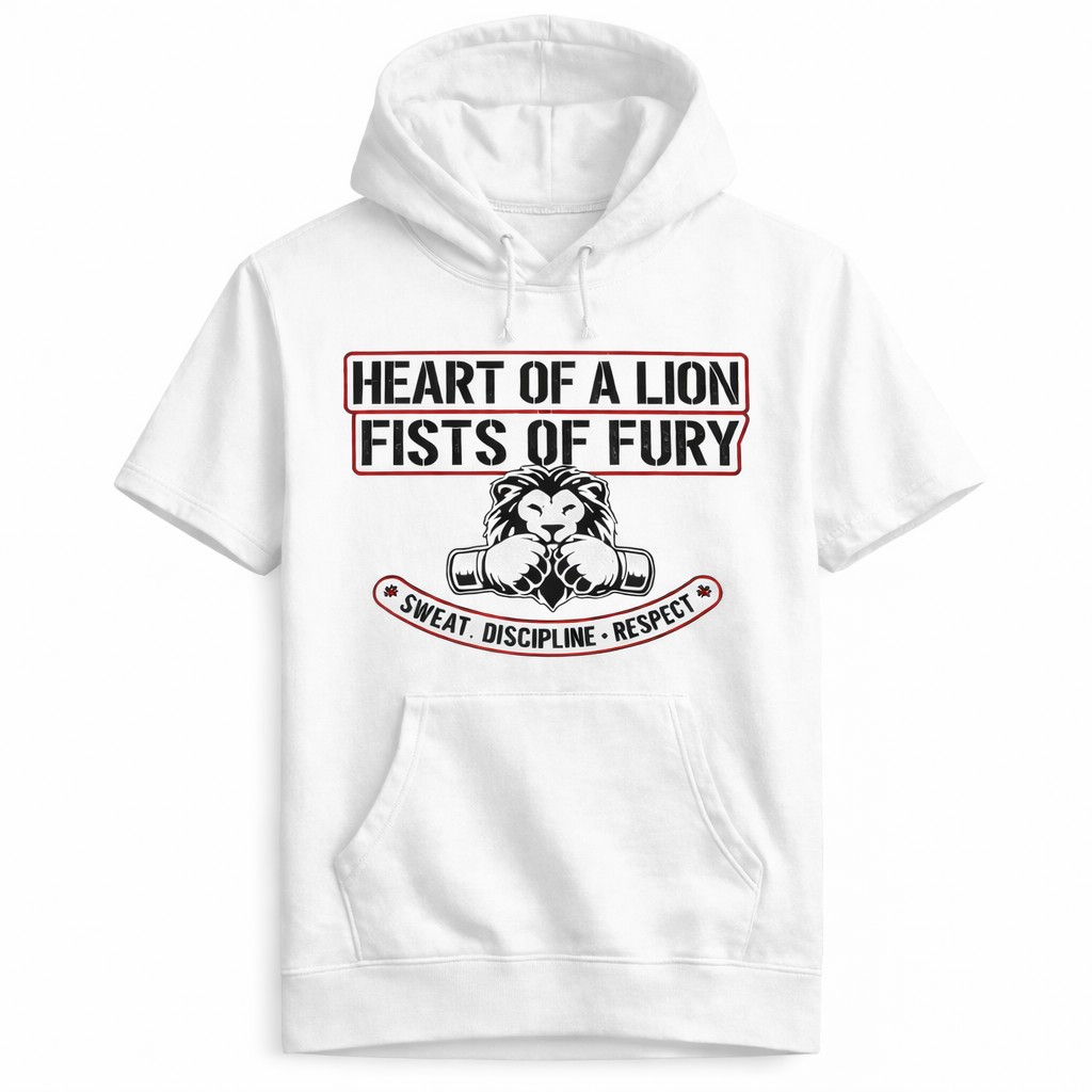 Heart of a Lion Short Sleeve Hoodie (WHT)