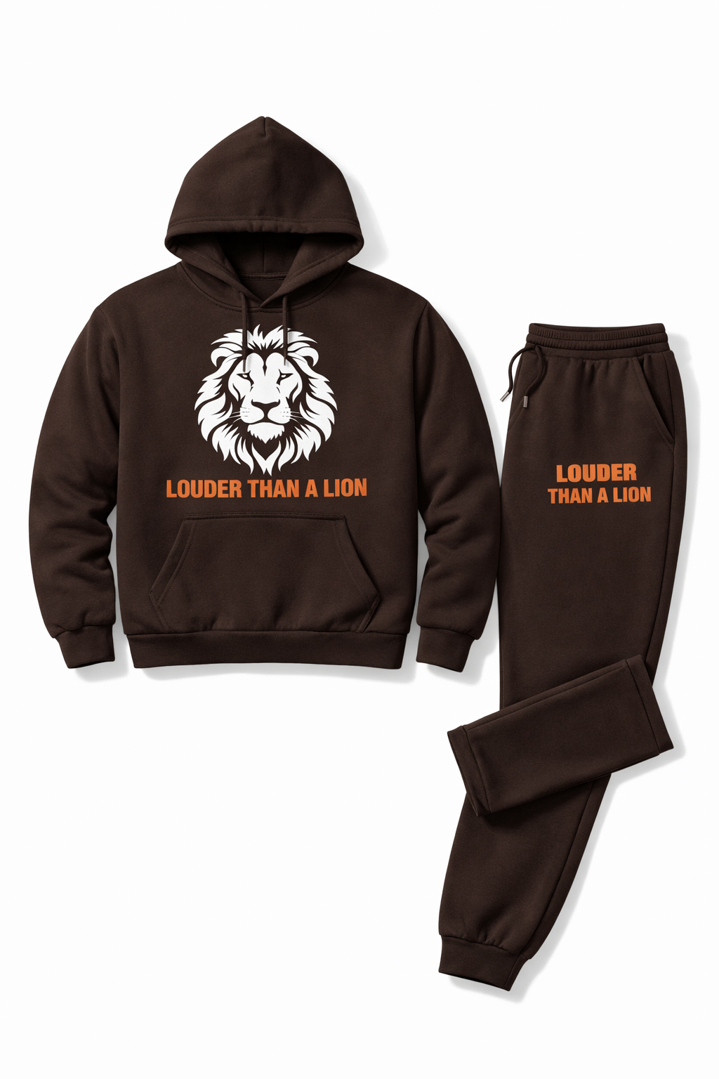 Men's/ Women's 2 pc Brown Hoodie & Pants Set