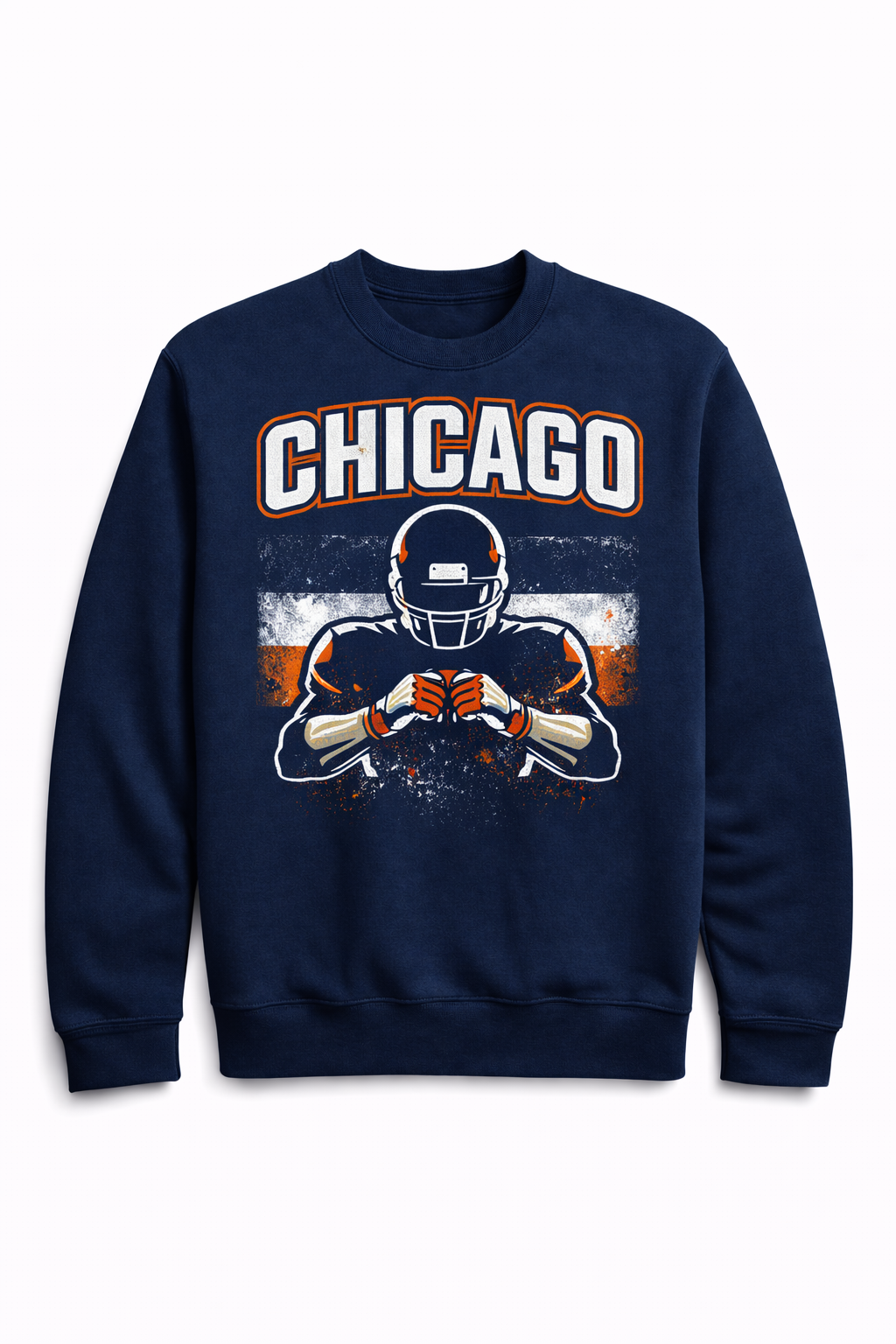 Men's Blue Sweatshirt-Chicago Football Graphic