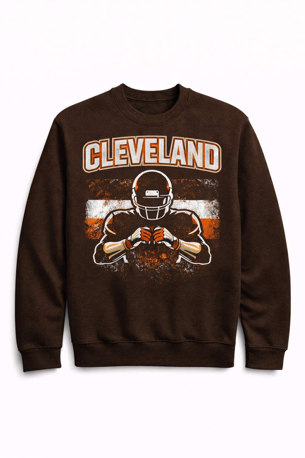 Men's Brown Sweatshirt-Cleveland Football Graphic