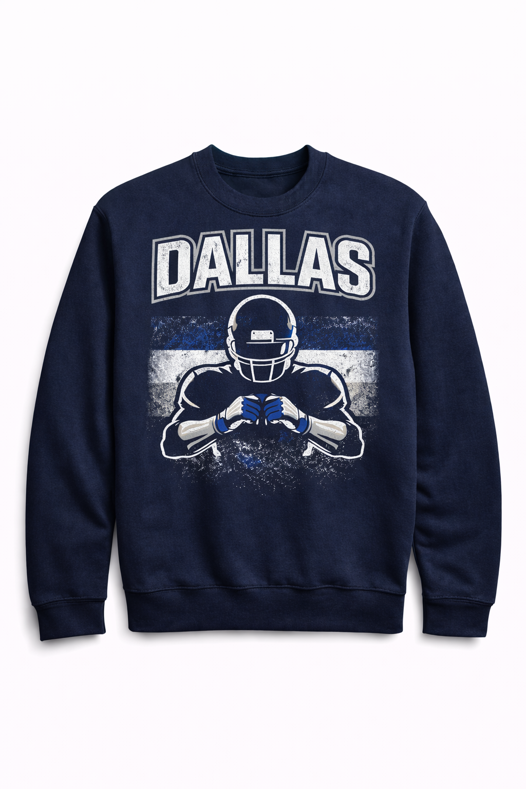Men's Blue Football Sweatshirt-Dallas Graphic