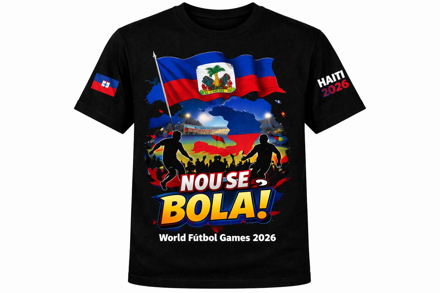 Haiti World Fútbol 2026 Black/White Unisex Fan Tee