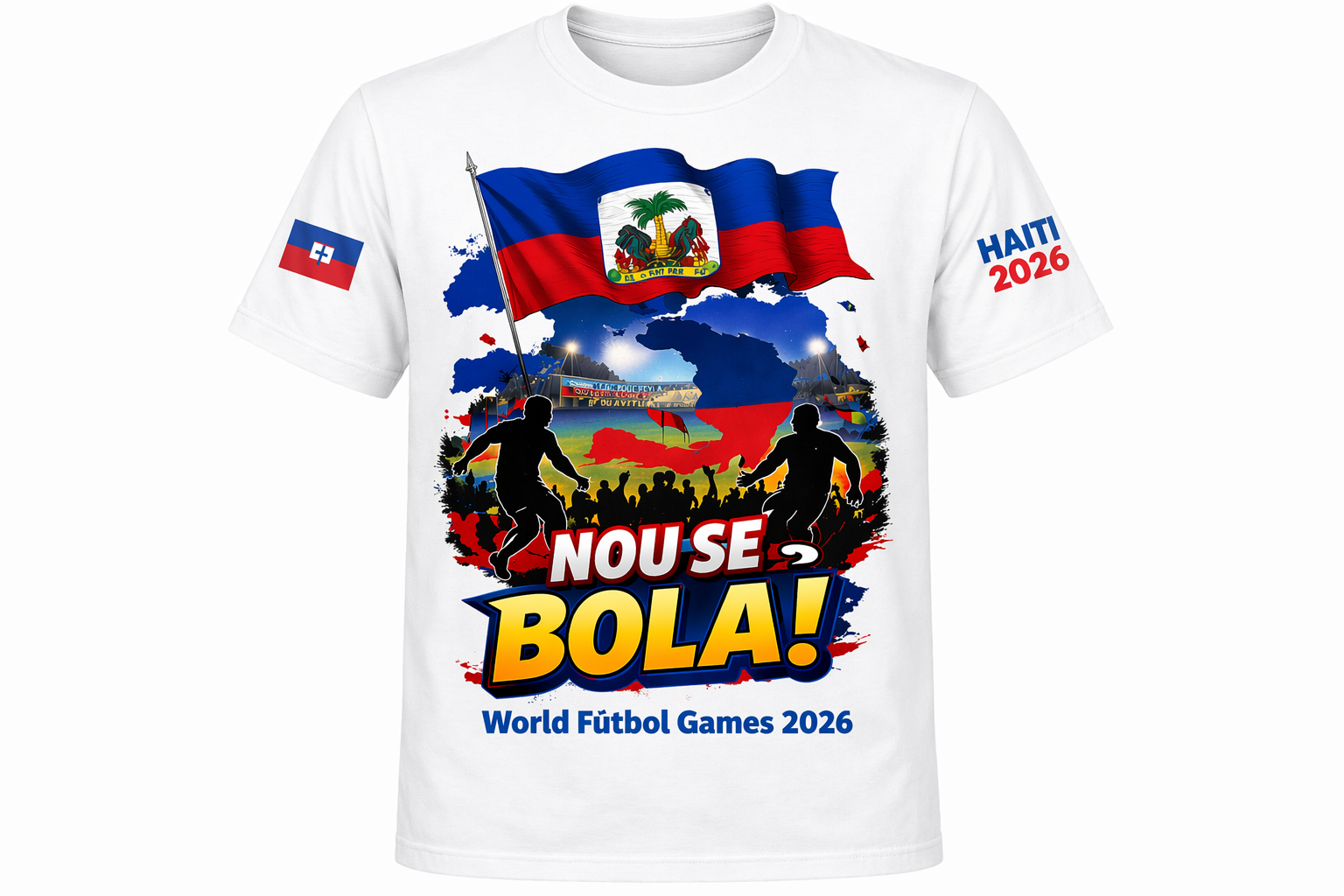 Haiti World Fútbol 2026 Black/White Unisex Fan Tee