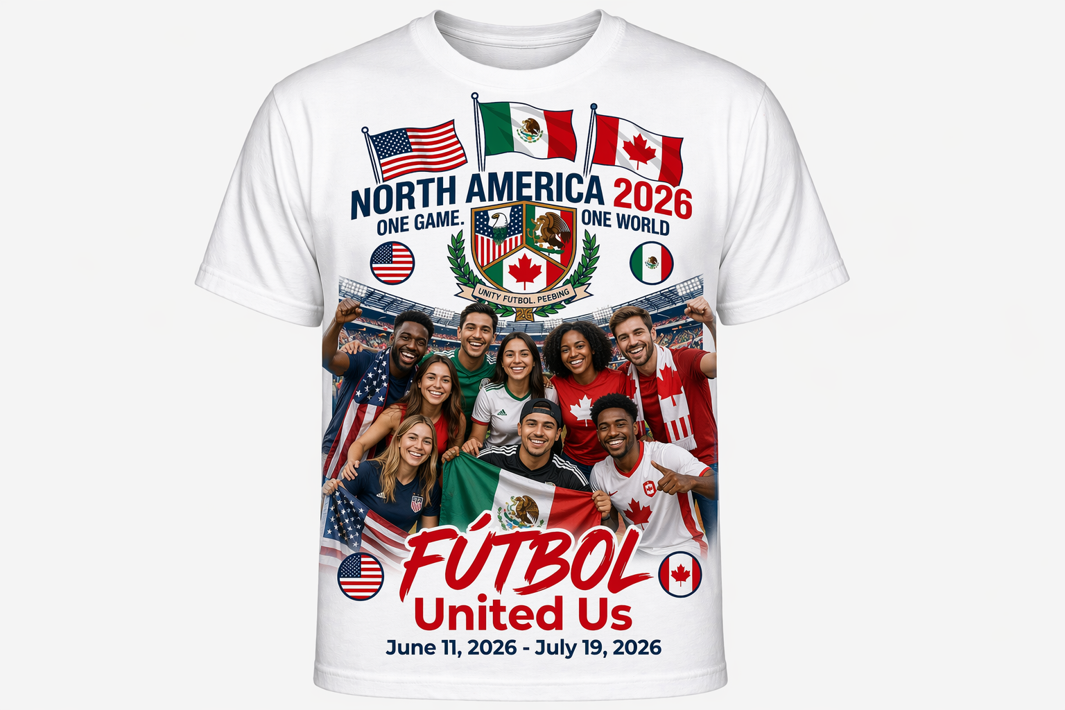 North America 2026 Host Soccer/ Fútbol Unisex Tee
