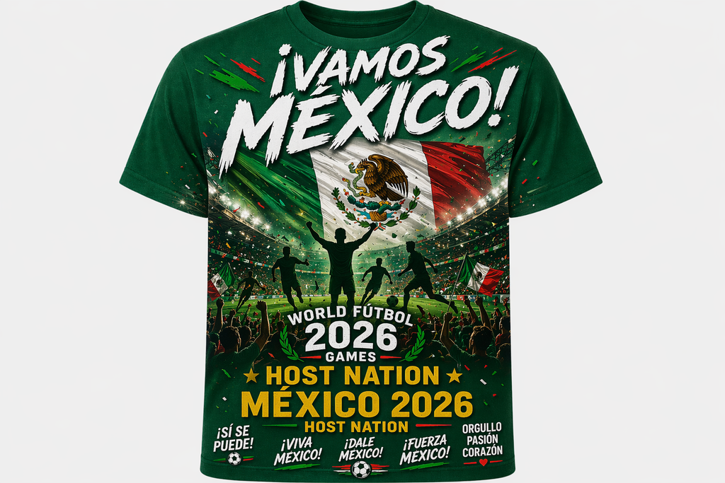 Mexico Host World Fútbol Unisex Green Tee 2026