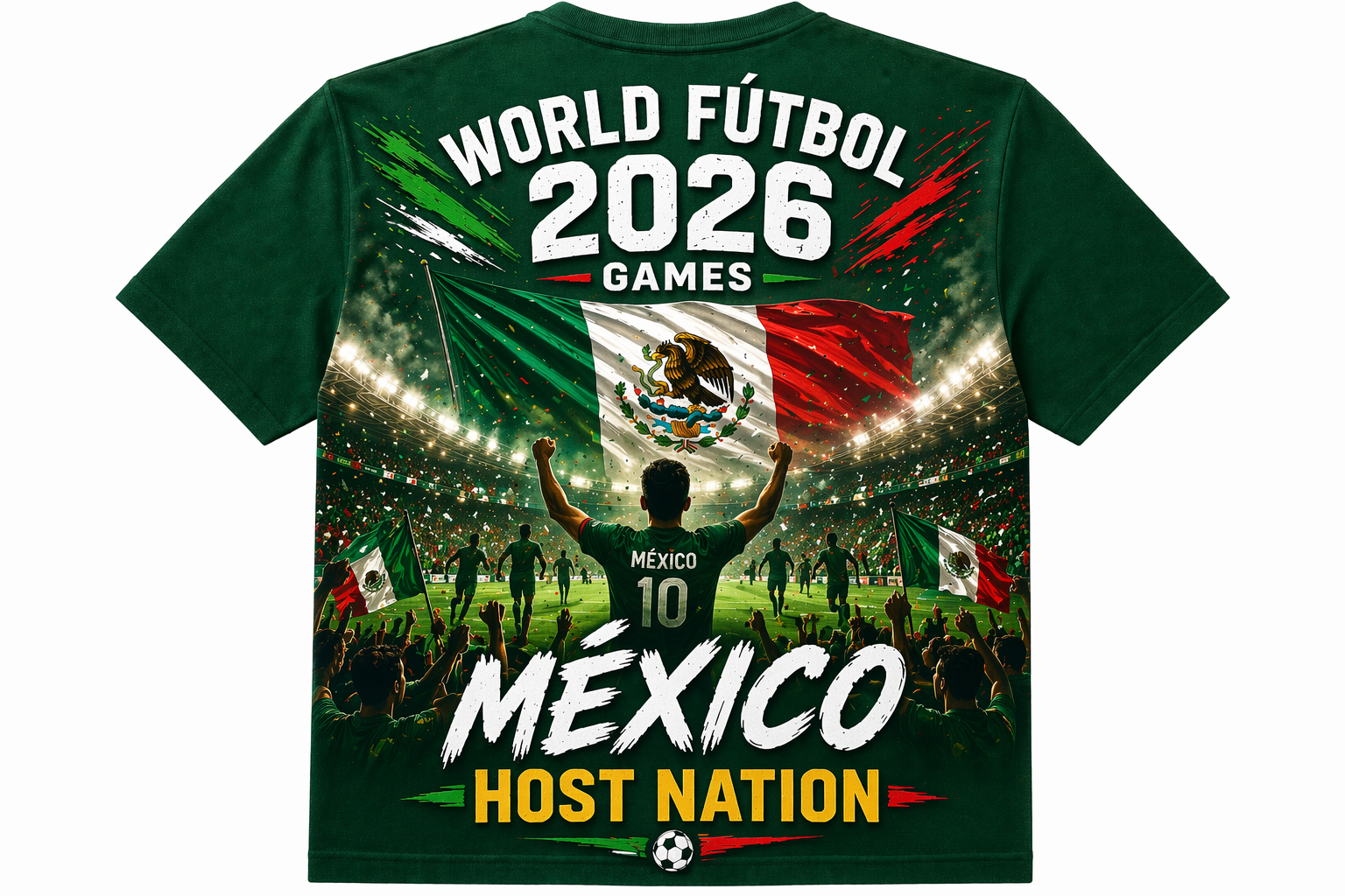 Mexico Host World Fútbol Unisex Green Tee 2026