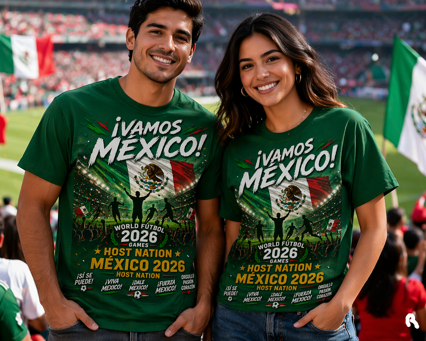 Mexico Host World Fútbol Unisex Green Tee 2026