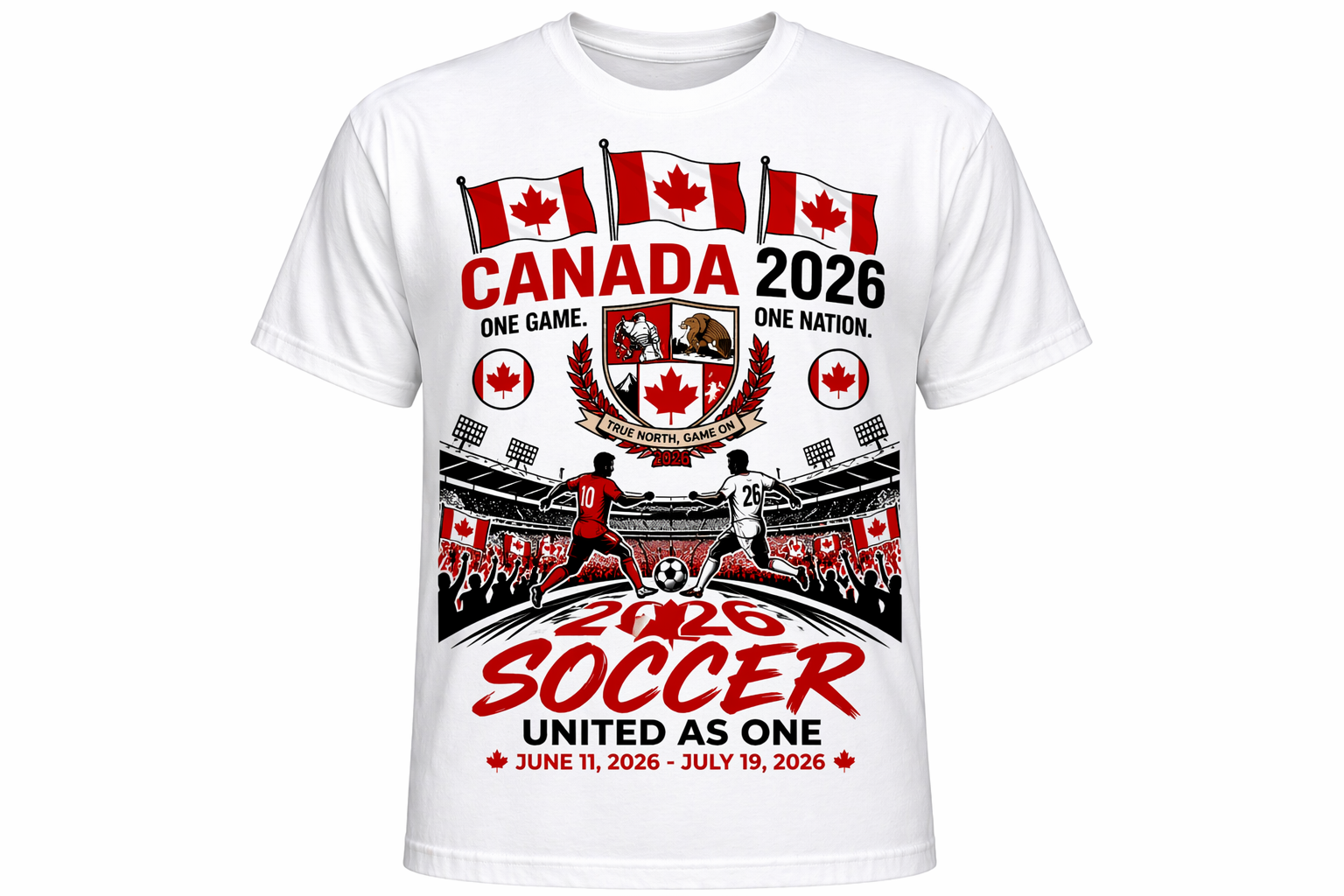 Canada 2026 Soccer Fan Tee – “Game On EH!” Host Nation Shirt (Front & Back Design)