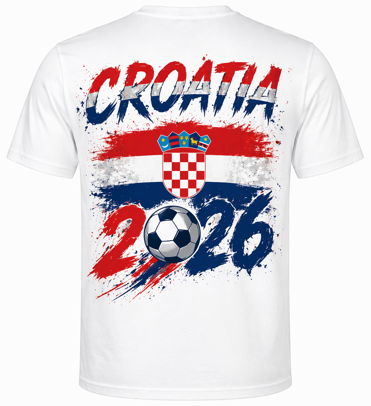 Croatia “Vatreni” 2026 Tee – Front & Back Print | World Stage | Unisex White Cotton Soccer Fan T-Shirt