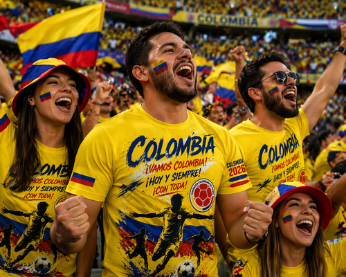 Colombia 2026 “¡Vamos Colombia!” Fan Tee – Yellow Stadium Edition