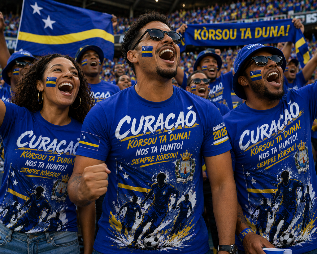 Curaçao 2026 “Kòrsou Ta Duna!” Fan Tee – Royal Blue Stadium Edition