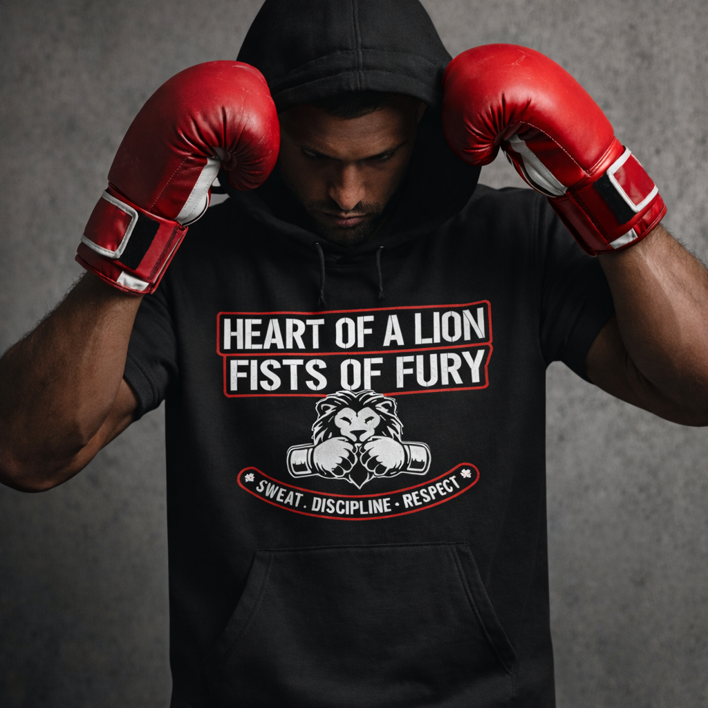 Heart of a Lion Short Sleeve Hoodie (BLK)