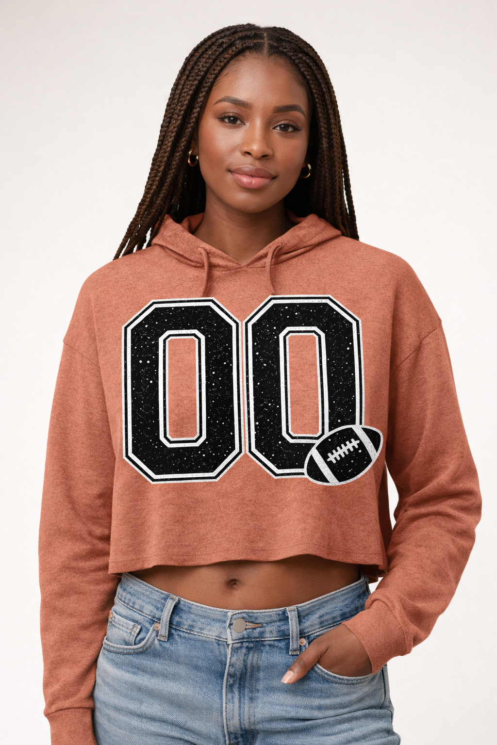 Midi 00 Black Rhinestone Long Sleeve Hoodie