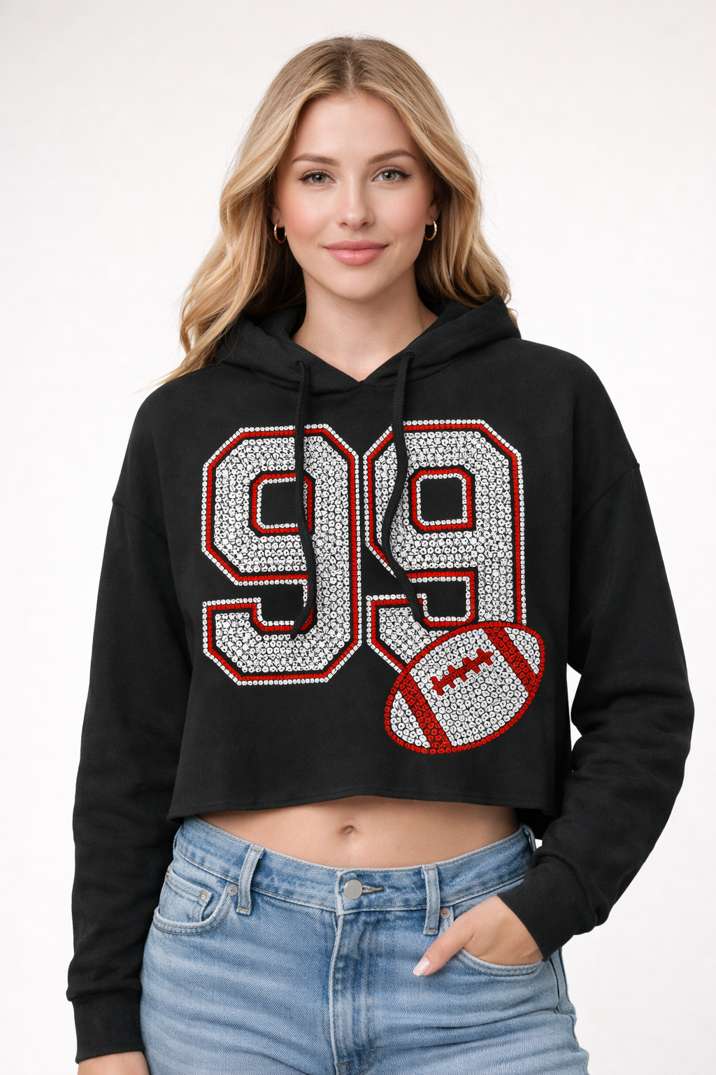 Midi 99 Rhinestone design Long Sleeve Hoodie