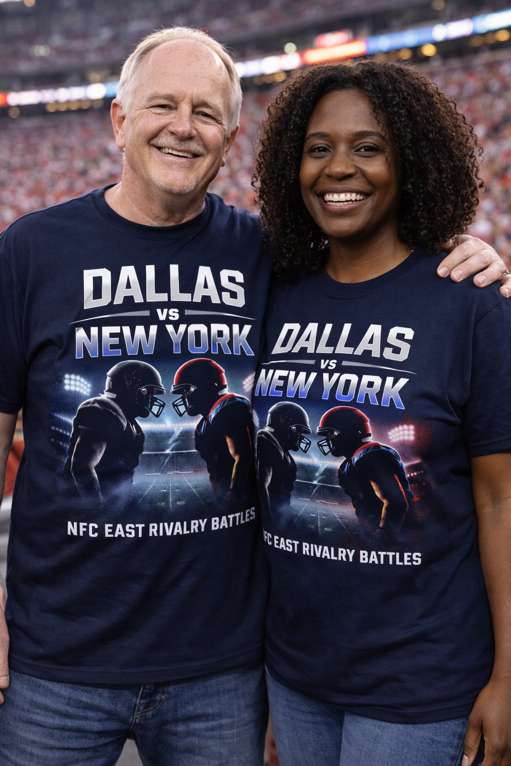 Men's Dallas vs New York NFC East Rivalry Battles Blue Tee