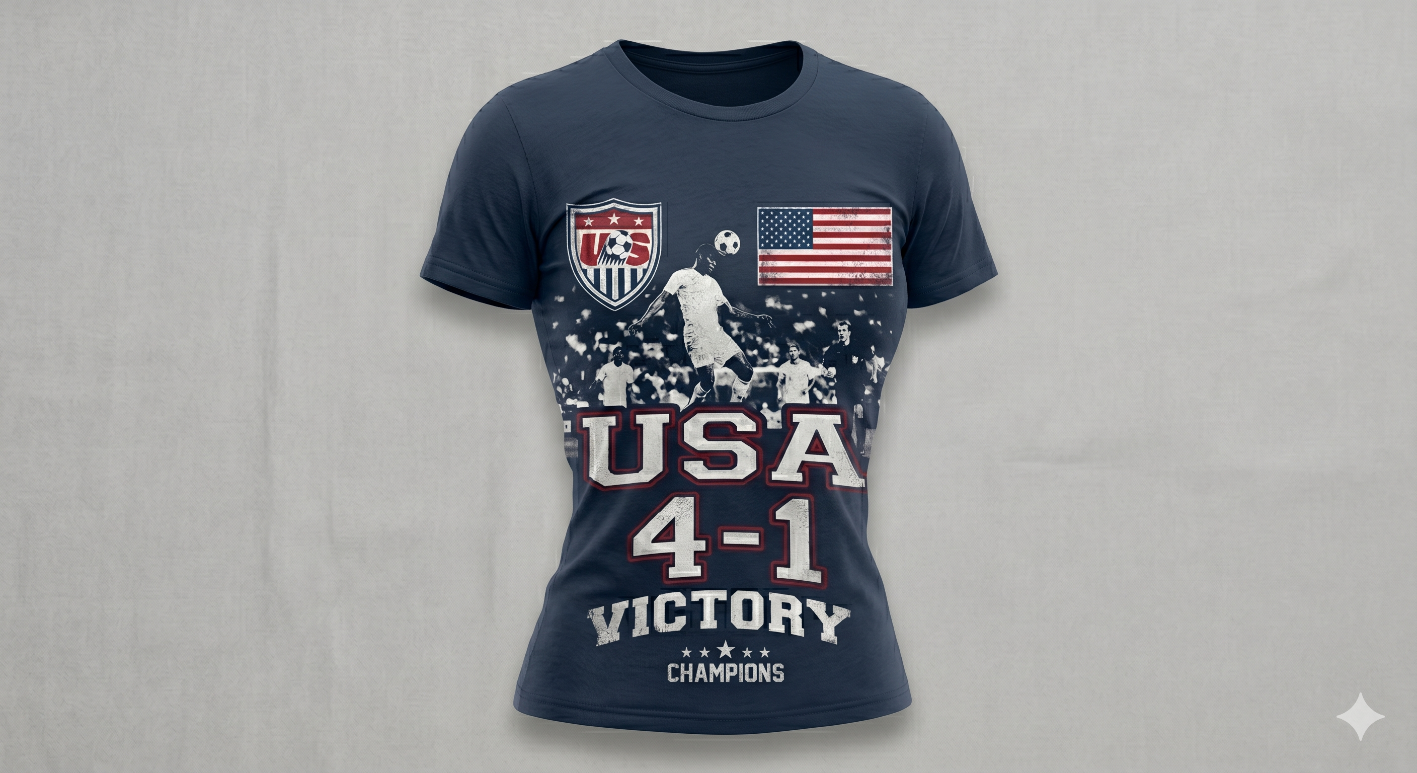 USA 4-1 Soccer Champions Retro T-Shirt | Distressed US Victory Graphic Tee