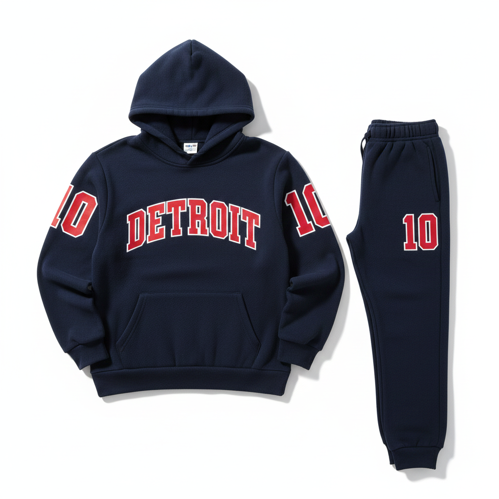 Men's 2 Pc Blue Hoodie & Pants Detroit 10 Set