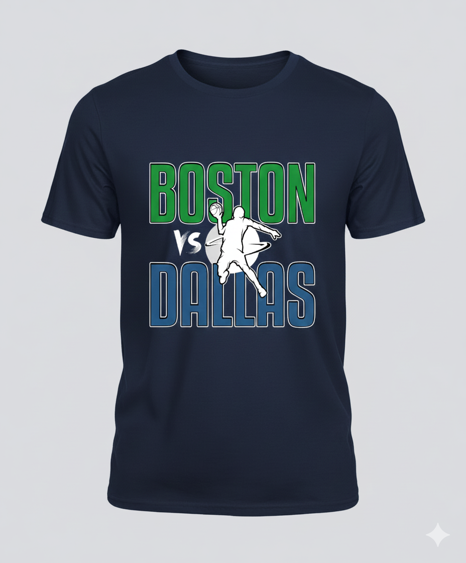 Boston vs Dallas Basketball Rivalry Tee- 2024-2025 Championship Edition