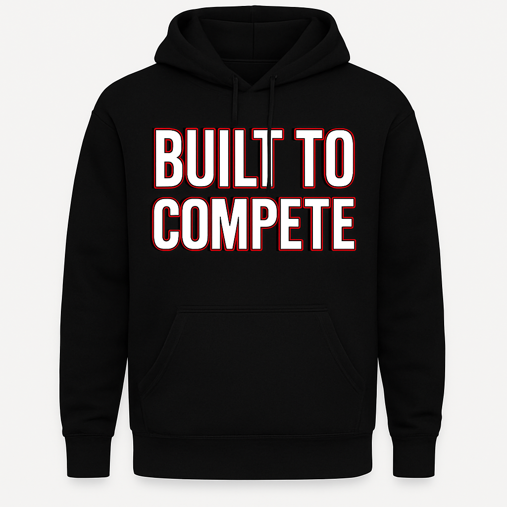 Men's Black Hoodie Built To Compete Text Design (S-4X)